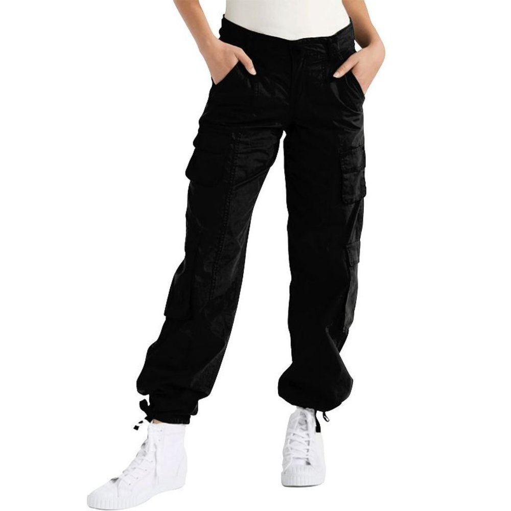 Juniors' Harper & Ivy Parachute Cargo Pants, Black (US L)